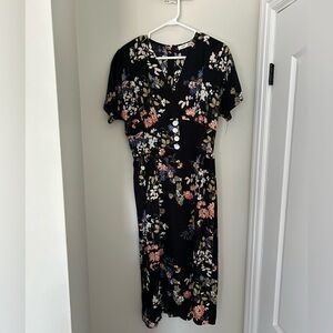 Floral Pattern Black Dress